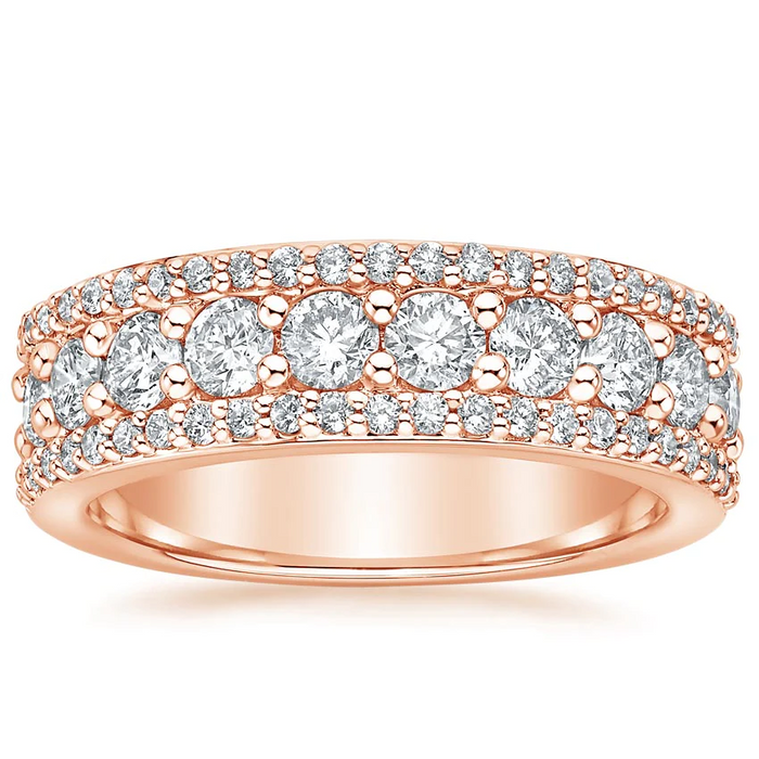 Round Cut Diamonds Shared Prong Setting Ring in 14K Gold