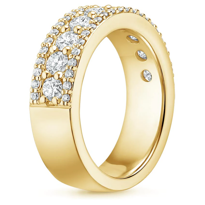 Round Cut Diamonds Shared Prong Setting Ring in 14K Gold