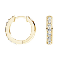 Baguette Round Diamond Hoop Earrings in 18K Gold