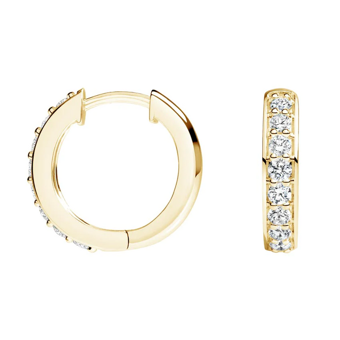 Baguette Round Diamond Hoop Earrings in 18K Gold