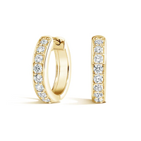 Baguette Round Diamond Hoop Earrings in 18K Gold