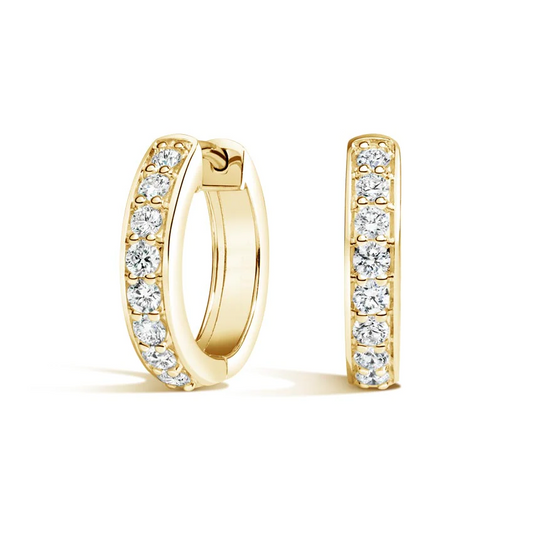Baguette Round Diamond Hoop Earrings in 18K Gold