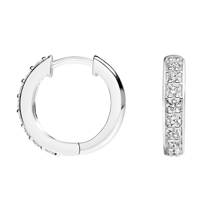 Baguette Round Diamond Hoop Earrings in 18K Gold