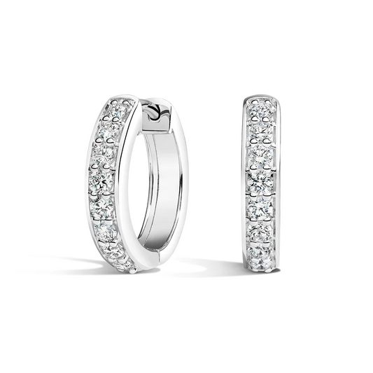 Baguette Round Diamond Hoop Earrings in 18K Gold