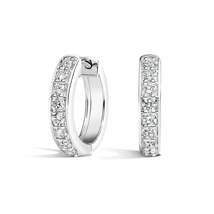 Baguette Round Diamond Hoop Earrings in 18K Gold
