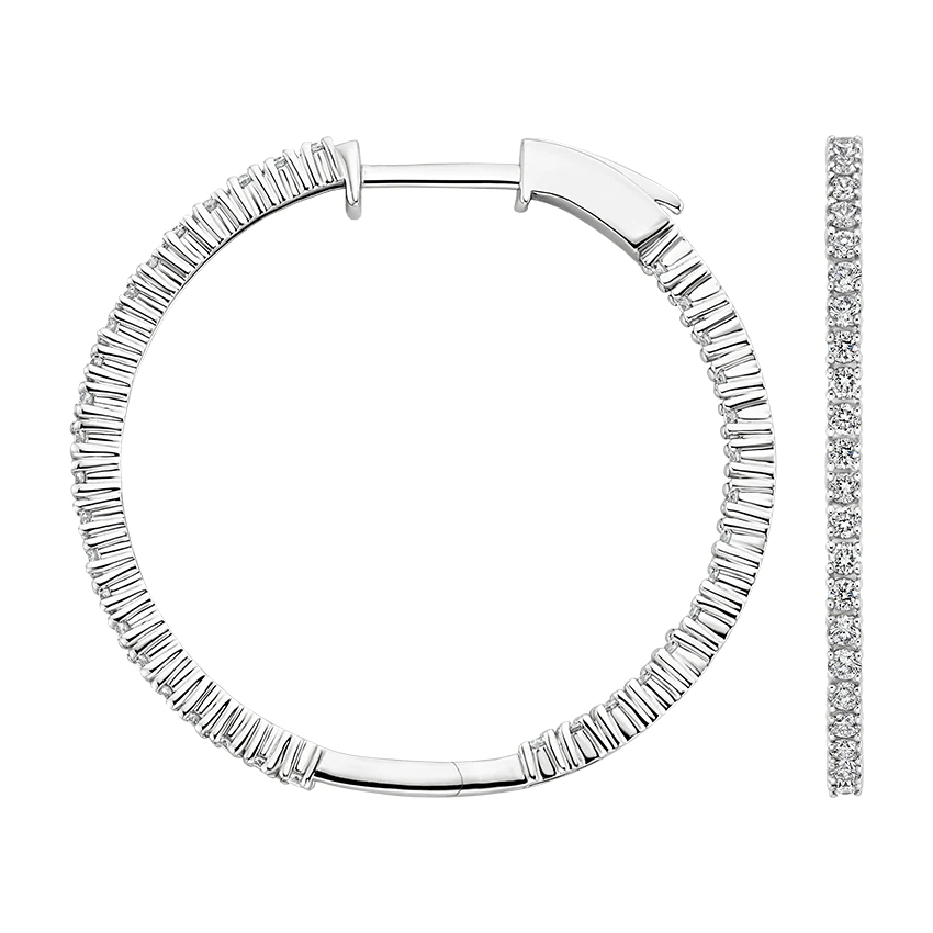 Inside Out Diamonds Hoop Earrings in 14K White Gold