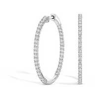 Inside Out Diamonds Hoop Earrings in 14K White Gold