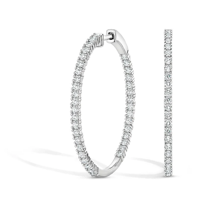 Inside Out Diamonds Hoop Earrings in 14K White Gold