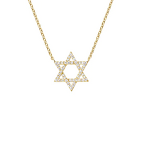 Star of David Diamond Necklace in 14K Gold