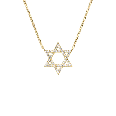 Star of David Diamond Necklace in 14K Gold