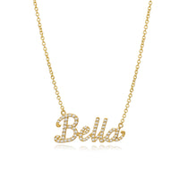Personalised Bella Script Diamond Necklace in 14K Yellow Gold