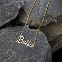 Personalised Bella Script Diamond Necklace in 14K Yellow Gold