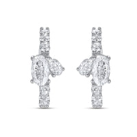 Duo Oval Cut Ear Cuff Earrings in 14K White Gold