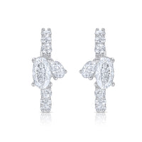 Duo Oval Cut Ear Cuff Earrings in 14K White Gold