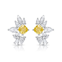 Cushion Cut Diamond Marquise Earrings in 14K Gold