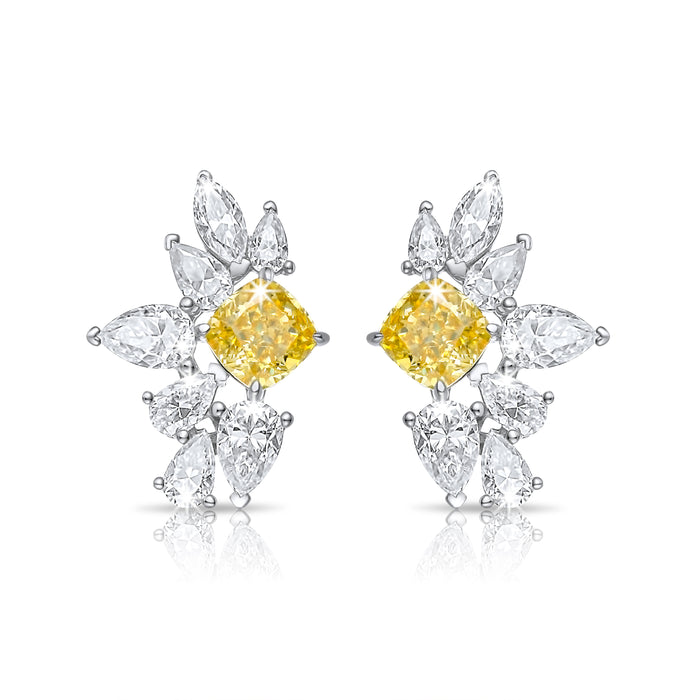 Cushion Cut Diamond Marquise Earrings in 14K Gold