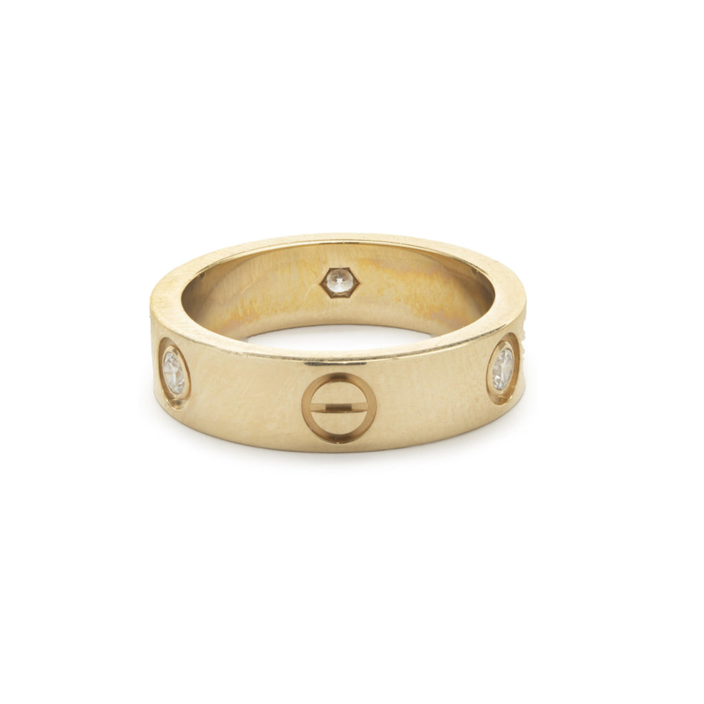 Love Ring Iconic Screw Detailing Diamond Ring in 18K Yellow Gold