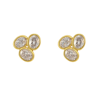 Triple Oval Cluster Stud Earrings in 18K Yellow Gold