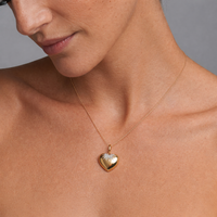 Diamond Fluted Heart Pendant Necklace in 14K Yellow Gold