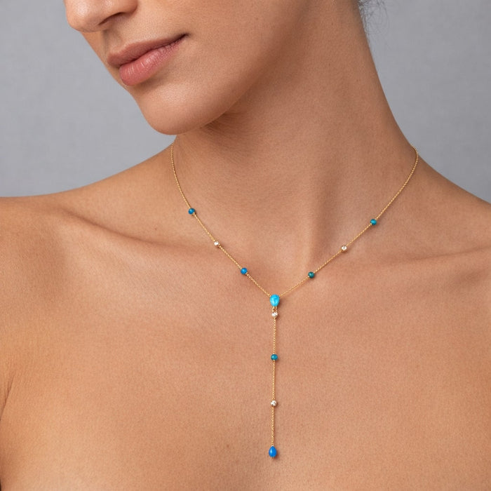 Diamond Harmony Lariat Necklace in 14K Yellow Gold