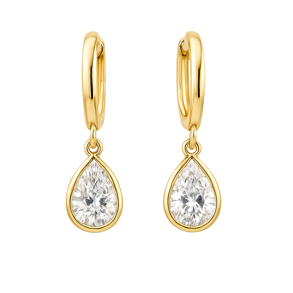 Elysian Pear Diamond 14K (or 18K upon request) Yellow Gold Drop Earrings