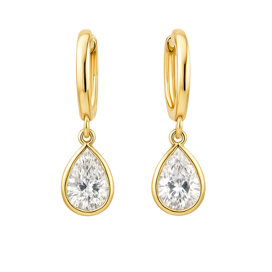 Elysian Pear Diamond Drop Earrings in 14K Yellow Gold