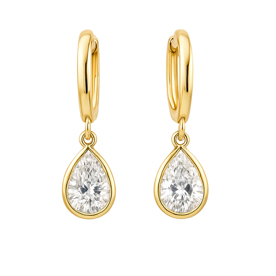 Elysian Pear Diamond Drop Earrings in 14K Yellow Gold