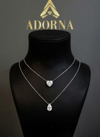 Pear and Heart Diamond White Gold Solitaire Pendant Necklace in 14K