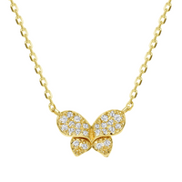 Nature Inspired Butterfly Diamond Pendant Necklace in 14K Gold