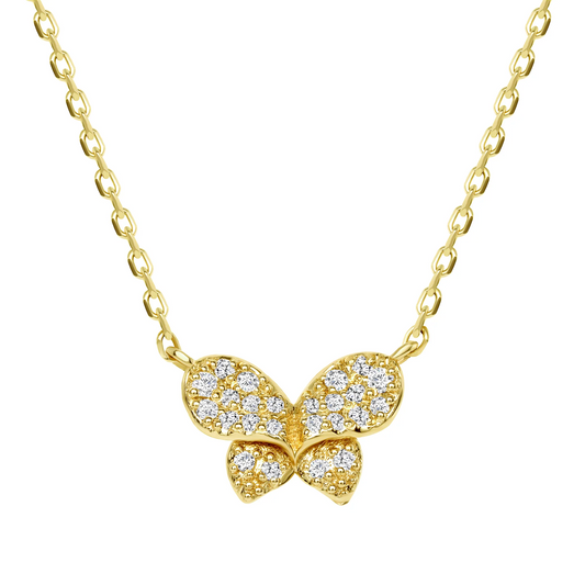 Nature Inspired Butterfly Diamond Pendant Necklace in 14K Gold