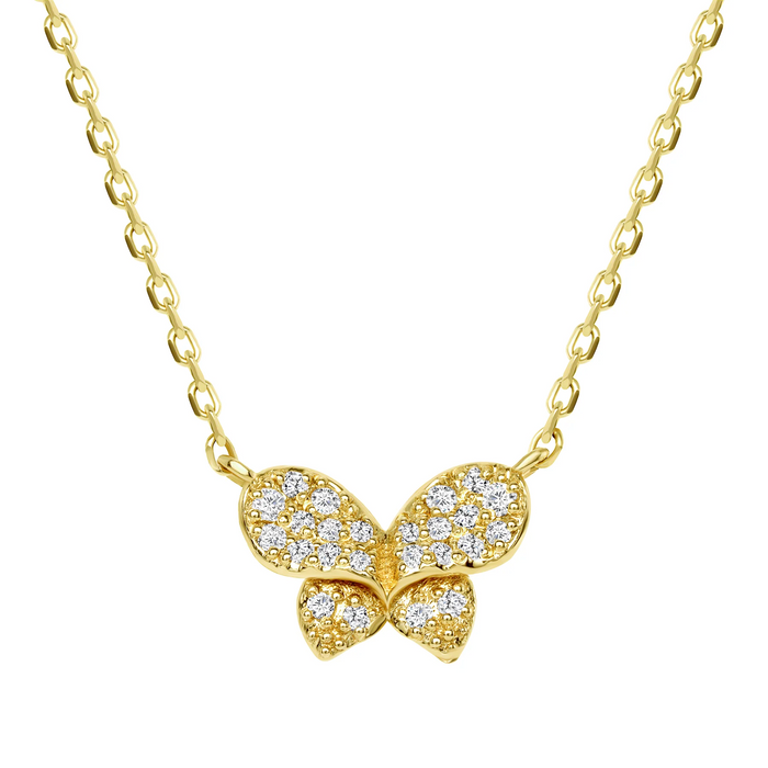 Nature Inspired Butterfly Diamond Pendant Necklace in 14K Gold