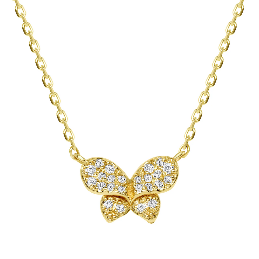 Nature Inspired Butterfly Diamond Pendant Necklace in 14K Gold