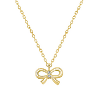 Round Diamond Ribbon Pendant Necklace in 14K Gold