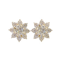 Floral Cluster Diamond Stud Earrings in 14K Yellow Gold