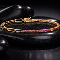 Sunset Prism Pink Sapphire Link Bracelet in 14K Yellow Gold