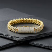 Round Cut Diamond Cuban Bracelet in 14K Yellow Gold
