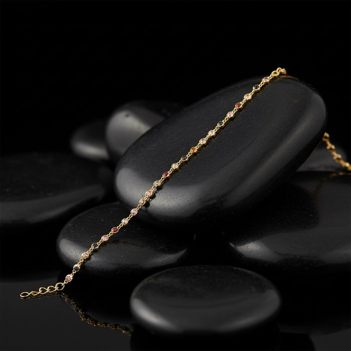 Aquatic Bliss Multi-Sapphire Tennis Bracelet in 14K Yellow Gold
