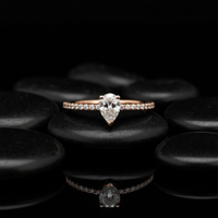 Delicate Solitaire Pear Diamond Ring in 14K Rose Gold