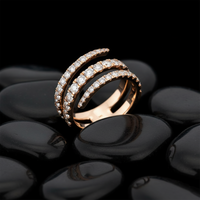 Contemporary Spiral Diamond Statement Ring in 14K Gold