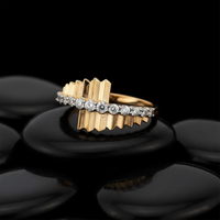 Bold Band Geometric Diamond Accent Ring in 14K Yellow Gold