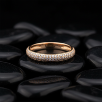 Elegant Band Pave Black Enamel Ring in 14K Yellow Gold