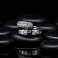 Open Ring Pave Diamond Ring in 14K White Gold