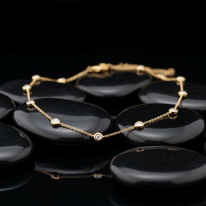 Multi-Sapphire Emerald Station Necklace in 14K Yellow Gold