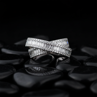 Statement Crossover Band Diamond Layered Ring in 14K White Gold