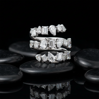 Wrap Elegance Mixed Cut Diamond Spiral Ring in 14K White Gold