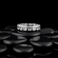 Bold Band Emerald Cut Diamond Bezel Style Ring in 18K White Gold