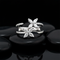 Floral Ring Marquise Diamond Ring in 14K White Gold