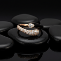 Open Wrap Ring Pave Diamond Ring in 14K Yellow Gold