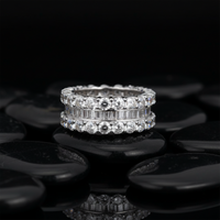 Statement Band Triple Row Diamond Eternity Ring in 14K White Gold