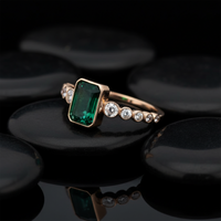 Bezel Emerald 14K Diamond Band Ring